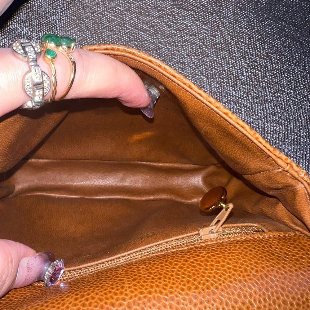 CHANEL Brown Leather Bag with Gold Chain - Picture 9 of 11